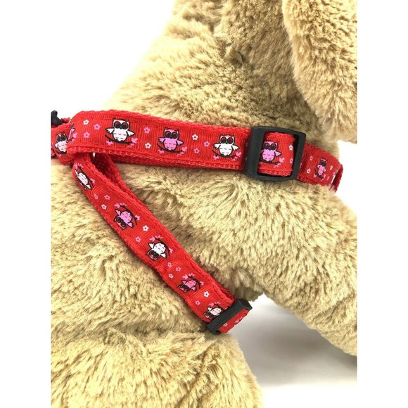 NEW Adjustable Dog Harness And Leash Red Owl Print For Medium Size Dogs - Picture 4 of 7